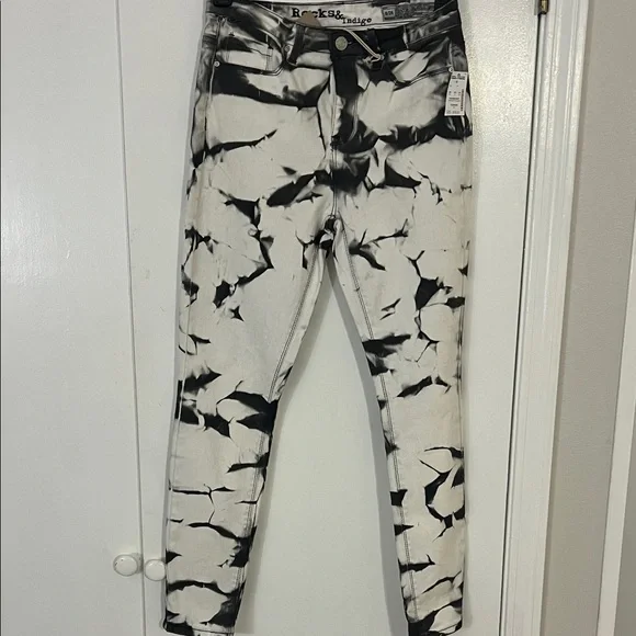 NWT ROCKS&INDIGO Black and White Tie-Dye Jeans - Picture 1 of 4